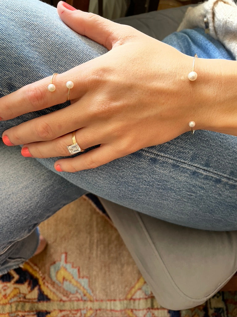Akoya Pearl Open Gold Ring