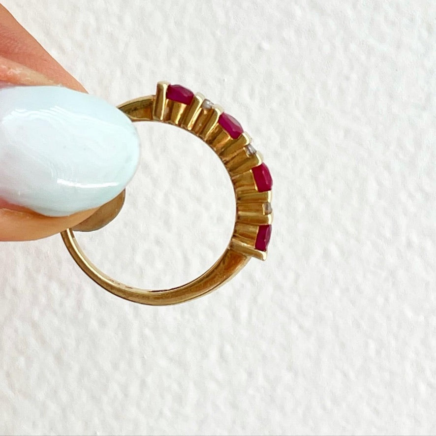 Oval Ruby and Diamond Vintage Ring