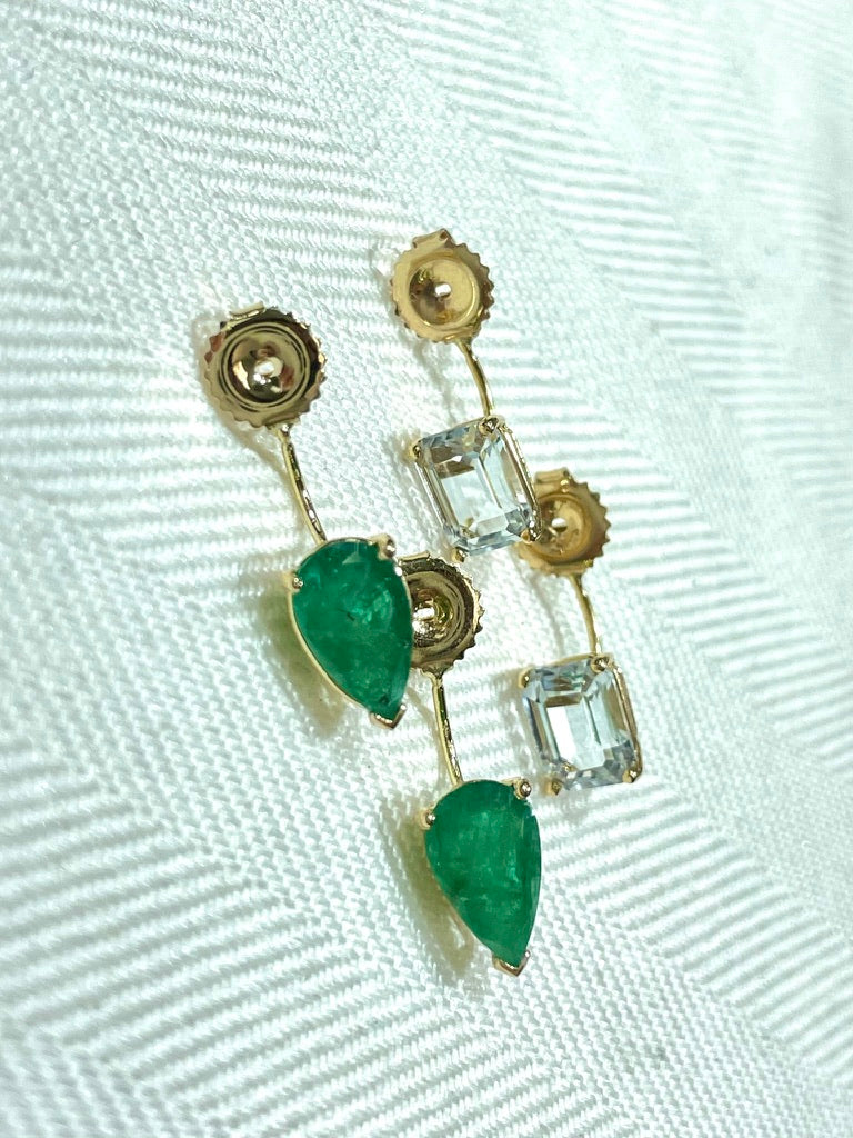 Floating Emerald Earring Backs