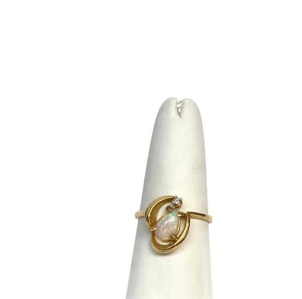 Pear Opal and Diamond Vintage Ring