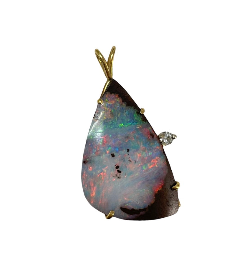 Black Opal and Diamond Pendant