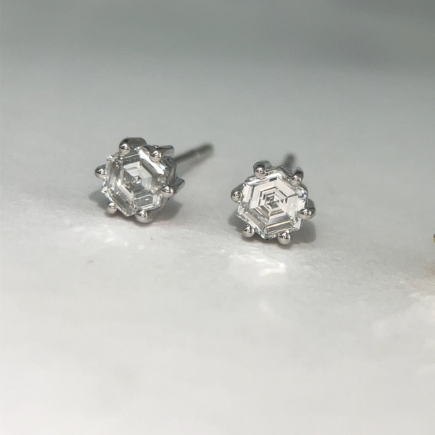 Hexagon Diamond Studs