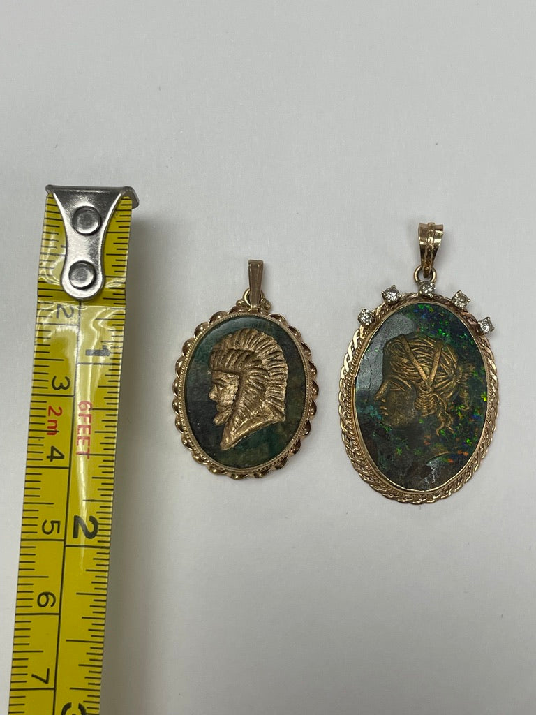 Carved Opal and Diamond Pendant