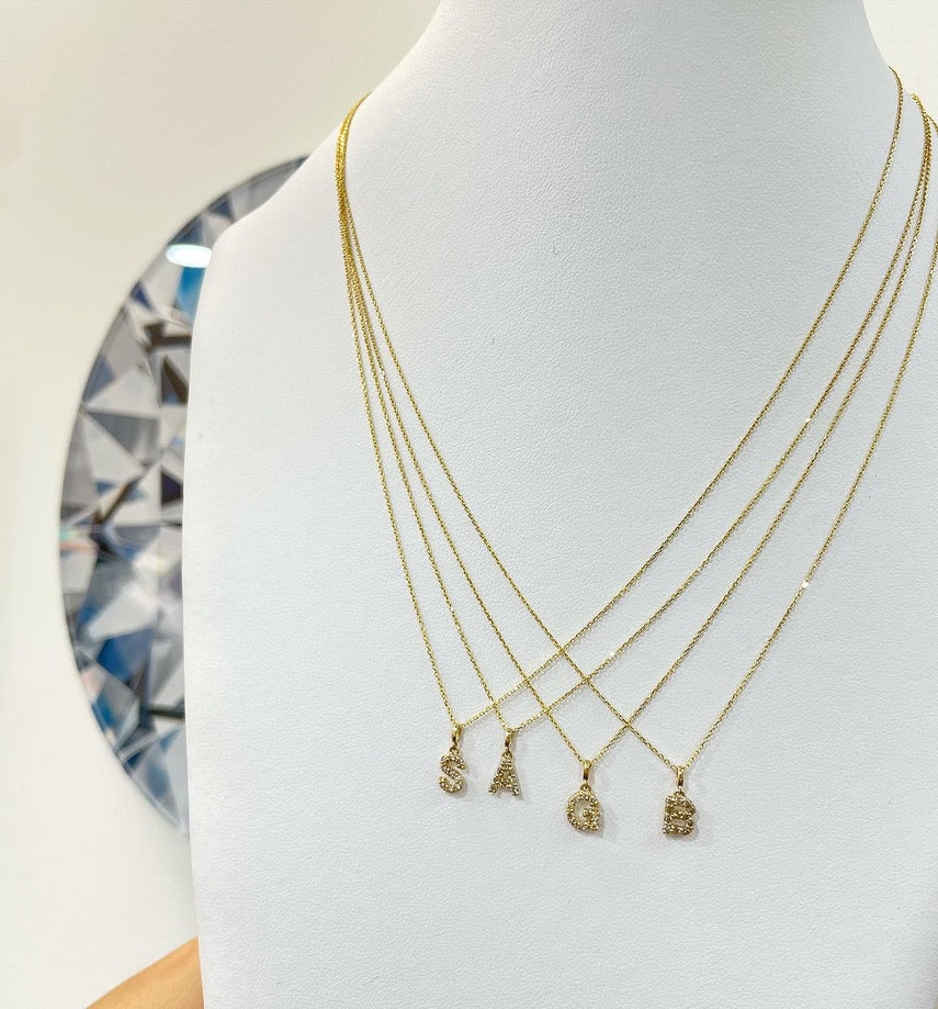 Dainty Diamond Initial Pendants