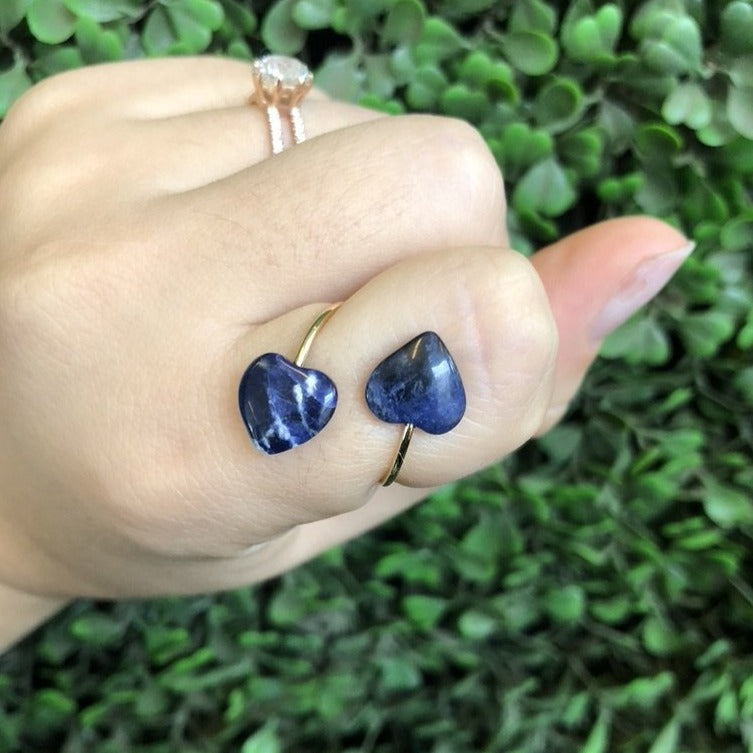 Lapis Double Heart Ring