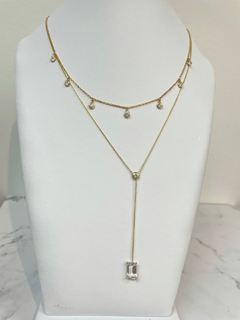 Diamond Bezel and Topaz Lariat