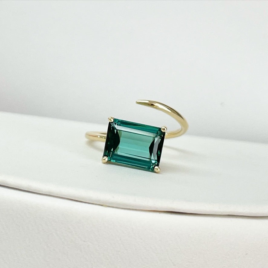 Blue Tourmaline Single Wrap Ring