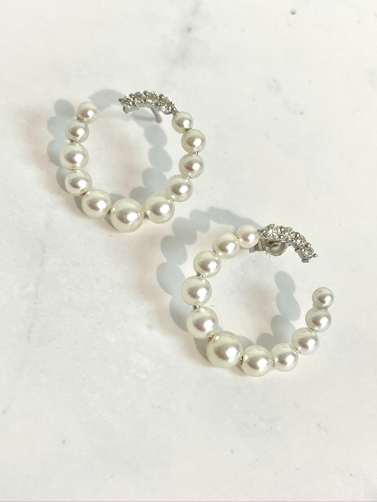 Akoya Pearl and Diamond Swirl Earrings