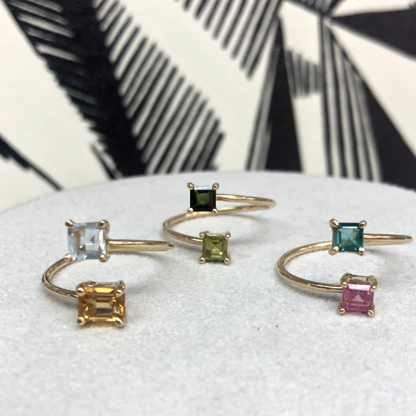 Mini Wrap Ring Blue Topaz and Yellow Citrine