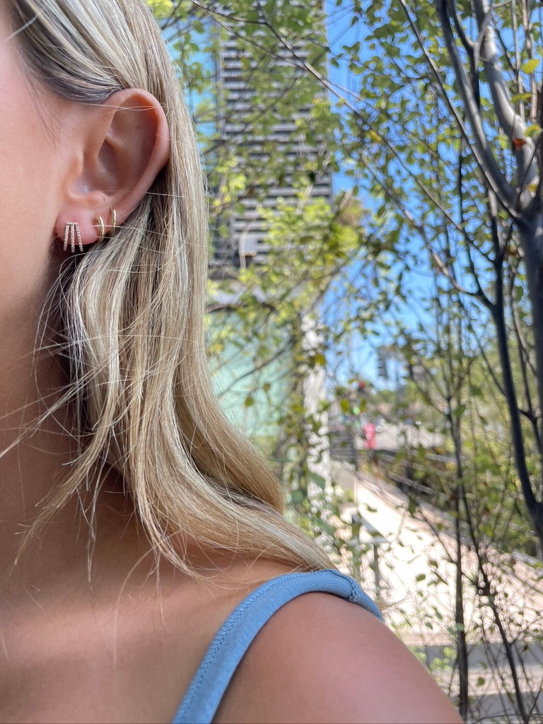 Triple Diamond Earring