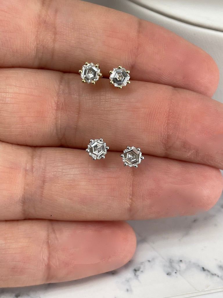 Hexagon Diamond Studs