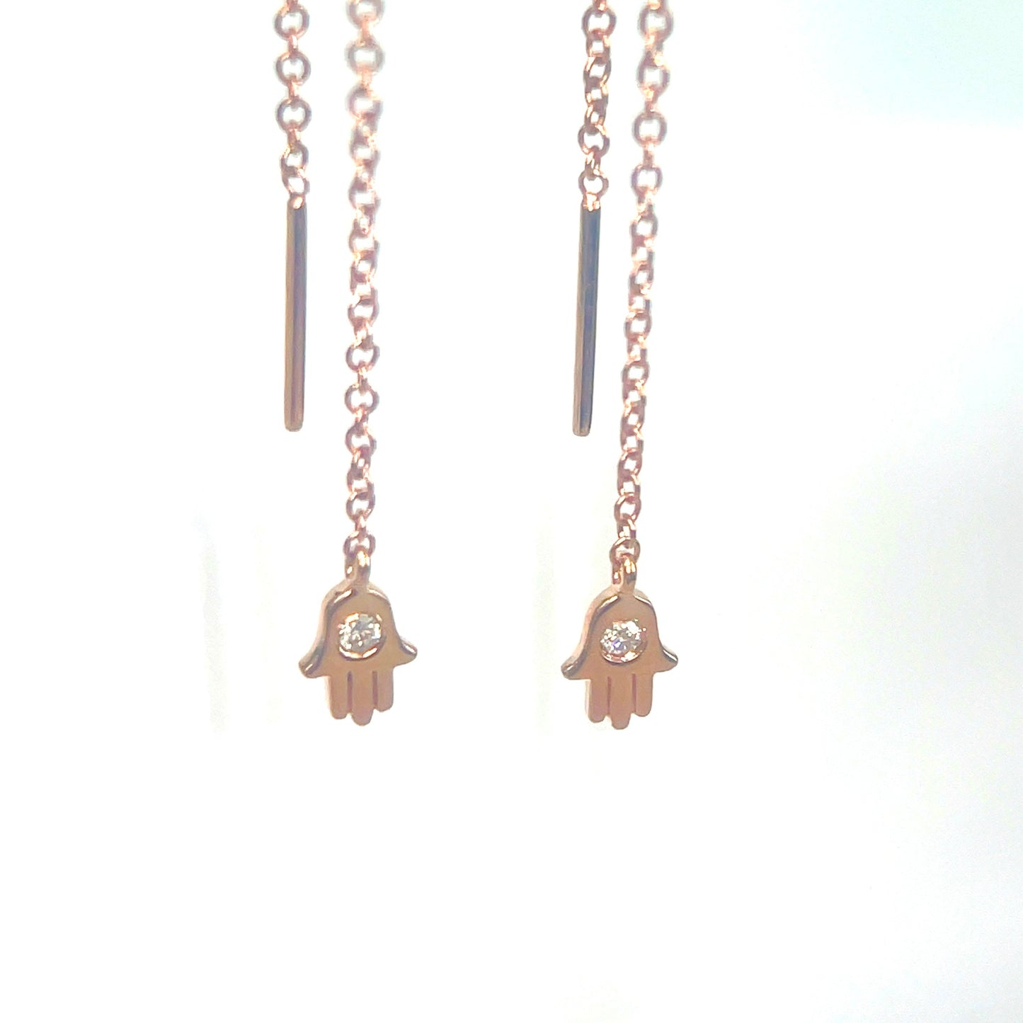 Hamsa Diamond Threader Earrings