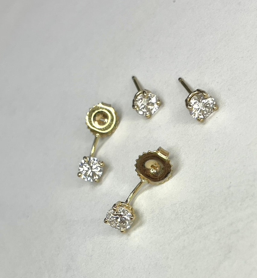Floating Round Diamond Earring Backs