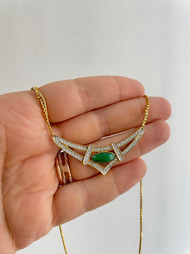Vintage Jade & Diamond Necklace