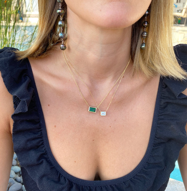 Mini Blue Topaz Bezel Pendant
