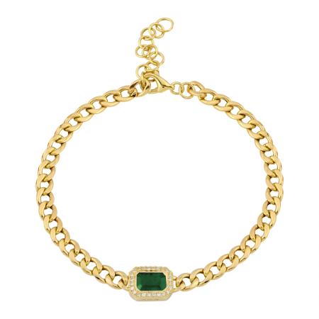 Gemma Emerald Diamond Cuban Bracelet