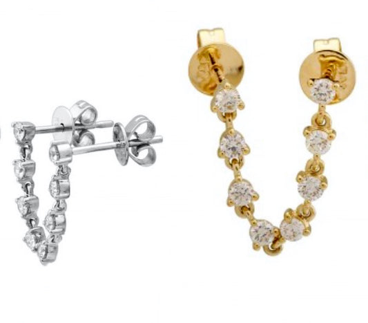 Three Prong Diamond Double Earring