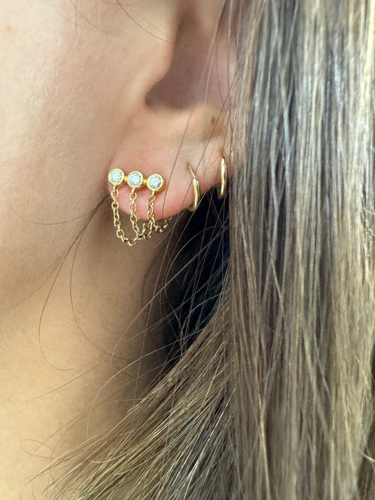 Triple Bezel Diamond Earring