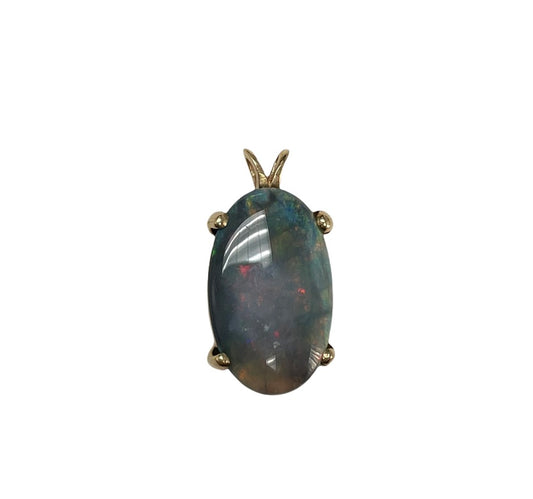 Oval Black Australian Opal Pendant