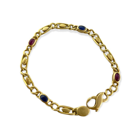 18k Ruby & Sapphire Cabochon Bracelet