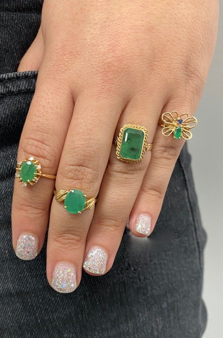 Emerald And Yellow Gold  14k Ring