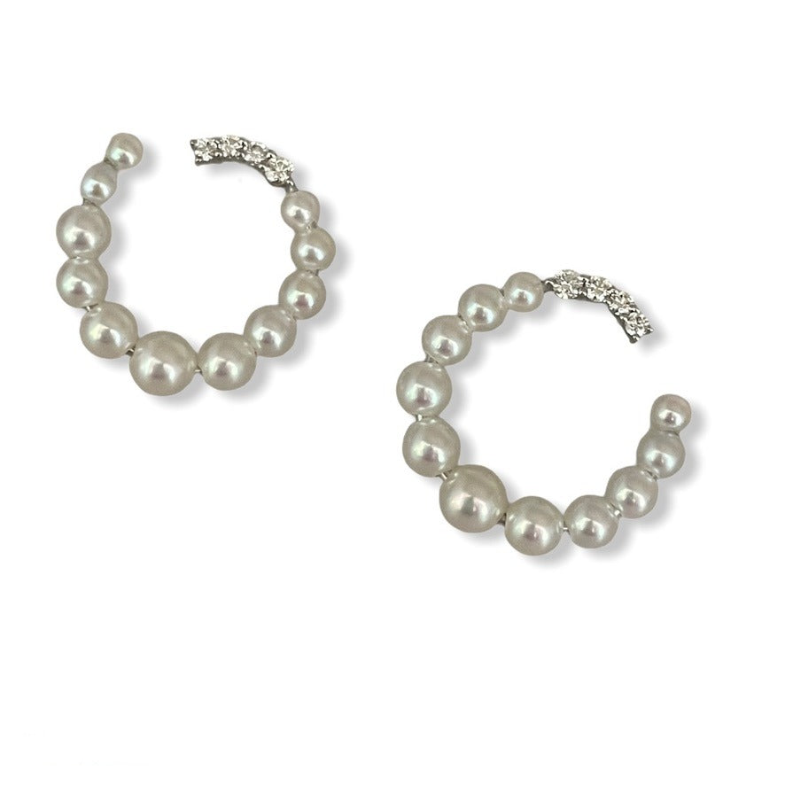 Akoya Pearl and Diamond Swirl Earrings