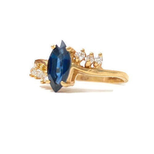 Marquise Sapphire and Diamond Ring