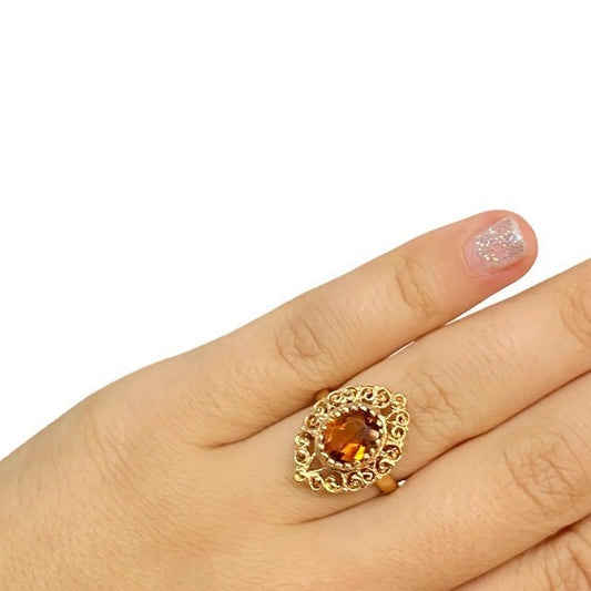 Oval Citrine Vintage Gold Ring