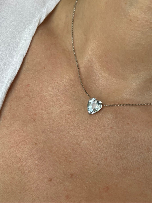 Light Blue Topaz Heart Pendant