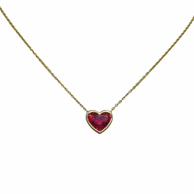 Pink Tourmaline Bezel Heart Pendant