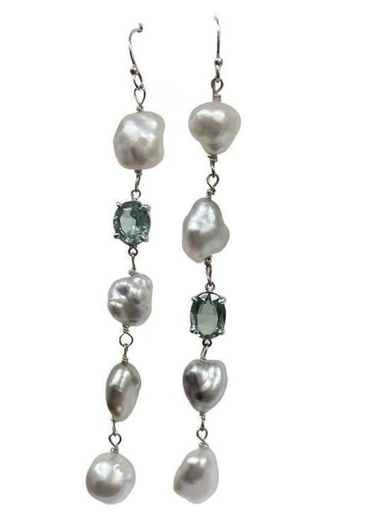 KESHI Pearl & Blue Tourmaline Earrings