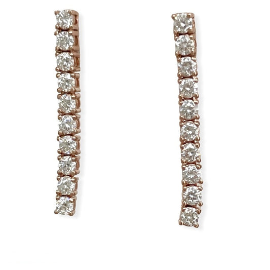 Rose Gold Diamond Tennis Earrings