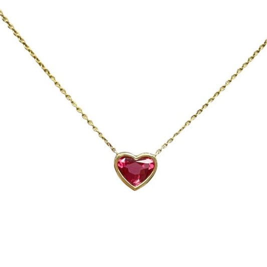 Pink Tourmaline Bezel Heart Pendant