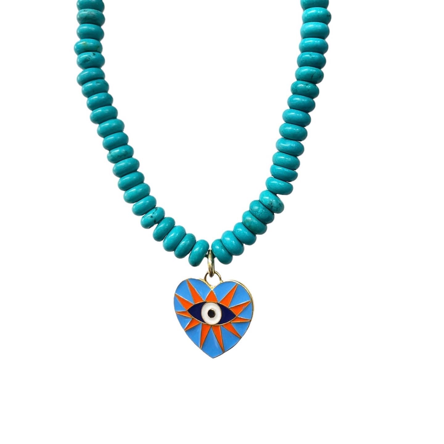 Enamel Eye with Turquoise Beads