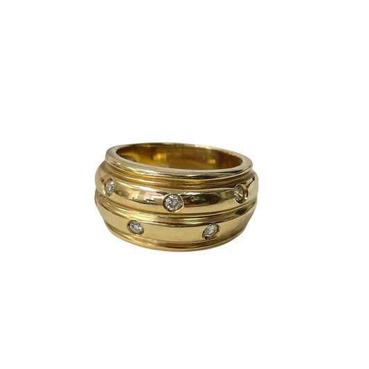 Thick 5 Diamond Gold Ring