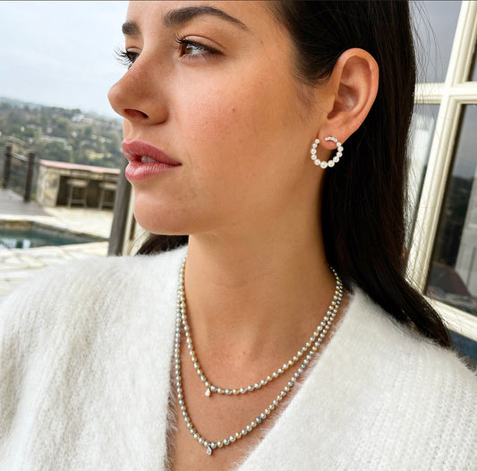 Akoya Pearl and Diamond Swirl Earrings