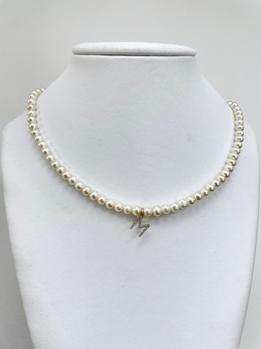 Maya Diamond Initial With Pearl Necklace