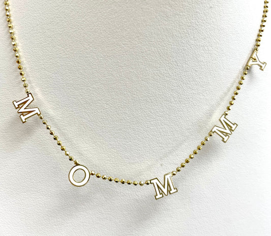 MOMMY Enamel Letter Necklace