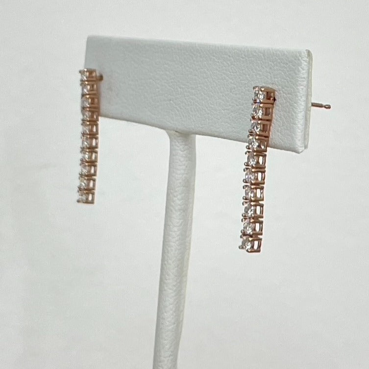 Rose Gold Diamond Tennis Earrings