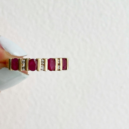 Oval Ruby and Diamond Vintage Ring