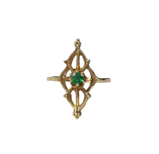 Emerald And Detailed Gold Vintage Ring