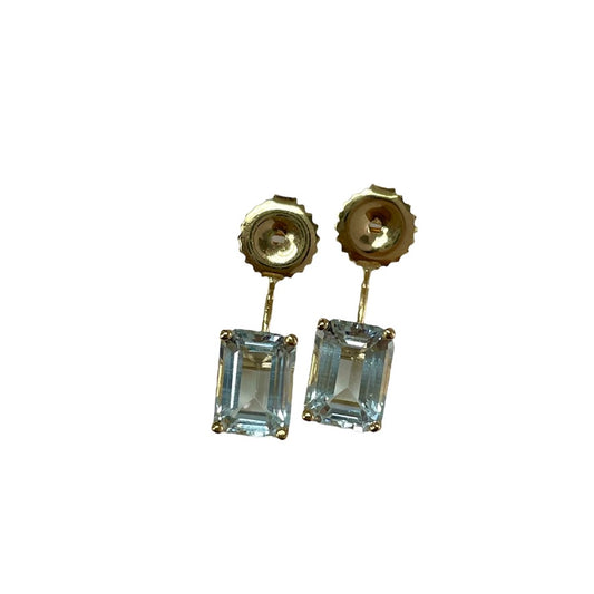 Floating Emerald cut Topaz Earring Backs