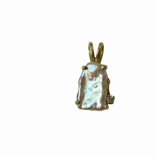 Vintage Biwa and Diamond Pendant