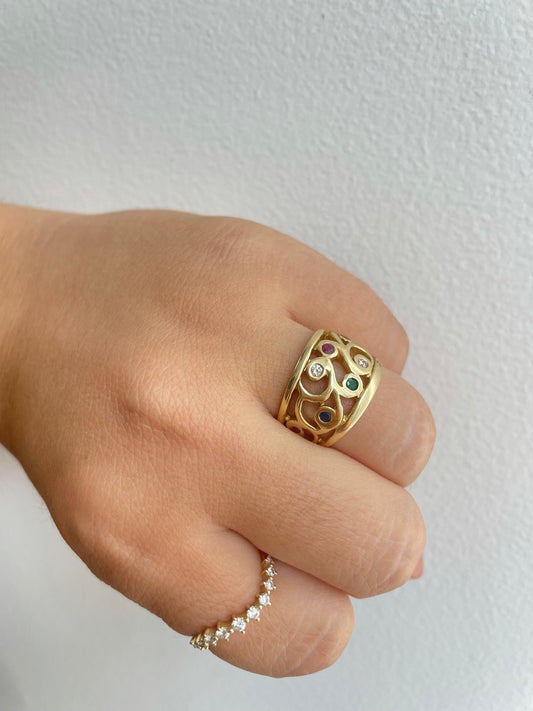 Vintage Fine Gemstone Sprinkle Ring