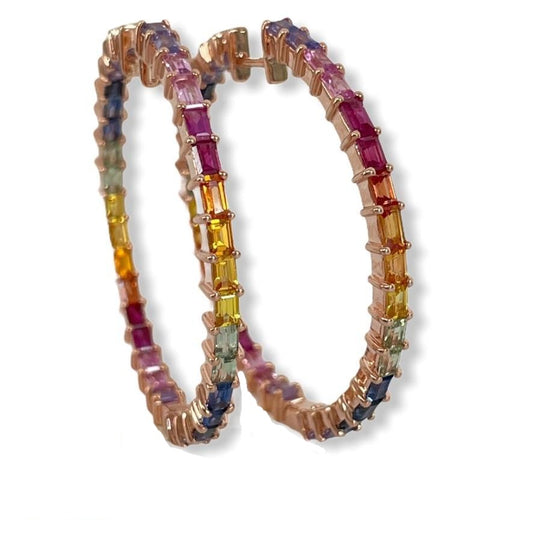 Rainbow Sapphire Hoops