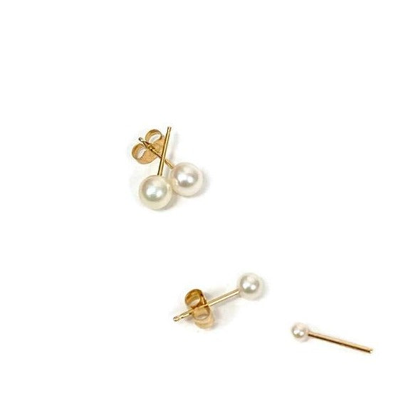 14k Gold Endless Hoop with Pearl 8-10mm Baby / Toddler / Kids Earrings