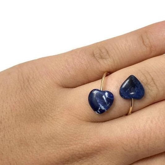 Lapis Double Heart Ring