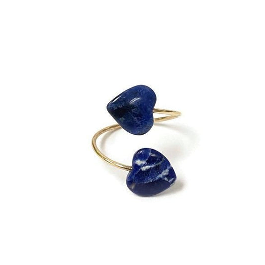 Lapis Double Heart Ring