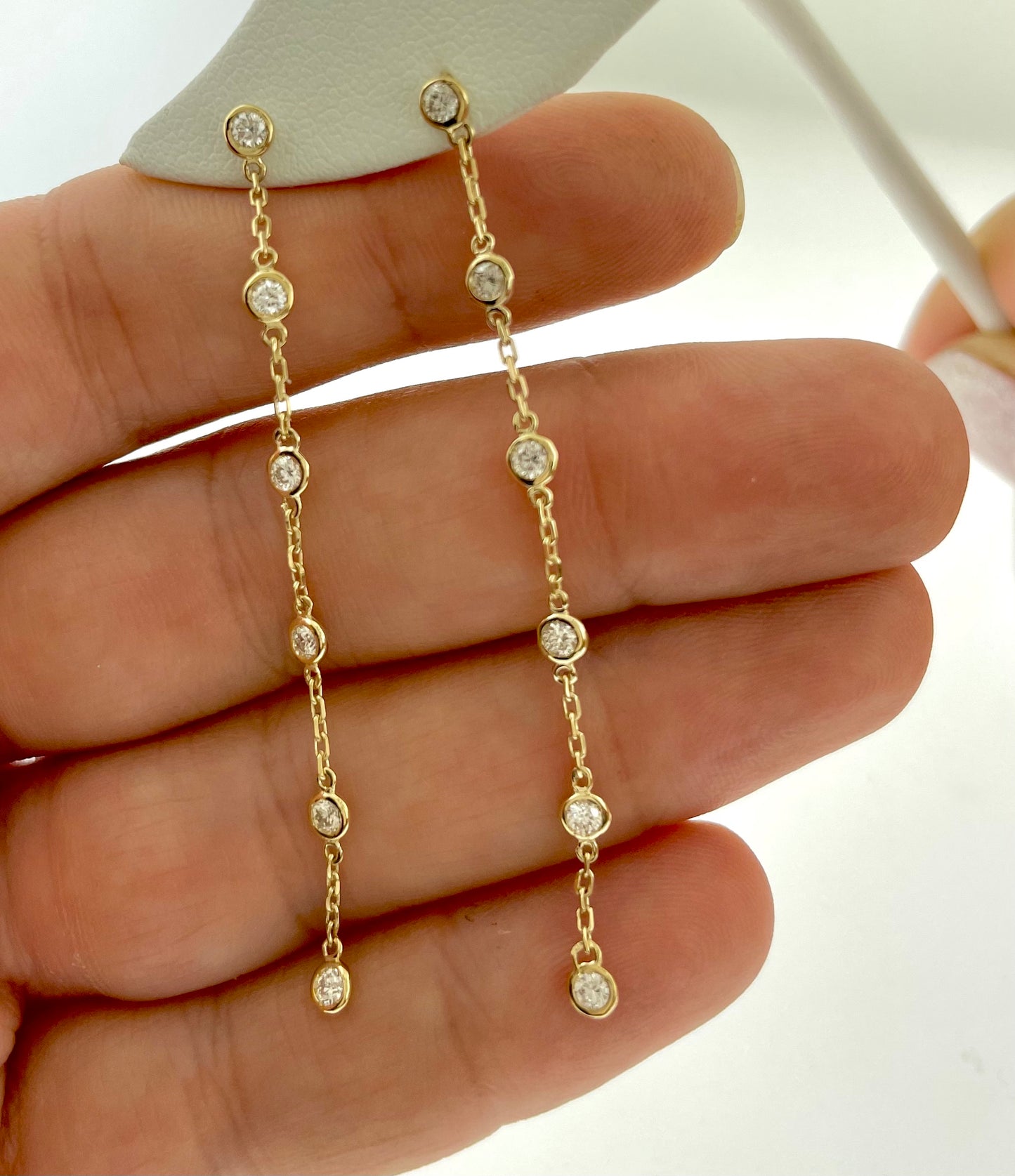 Diamond and Chain Hanging Earrings