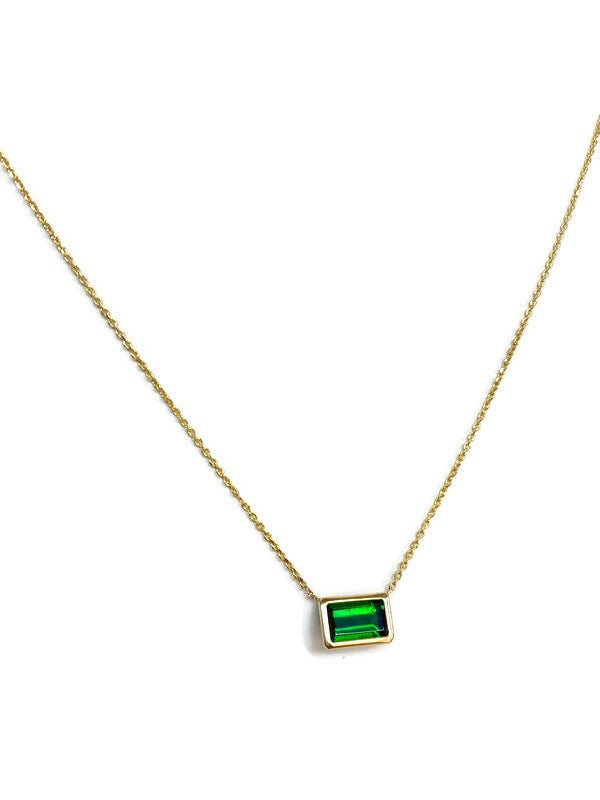 Emerald Cut Green Tourmaline Pendant set on 14k